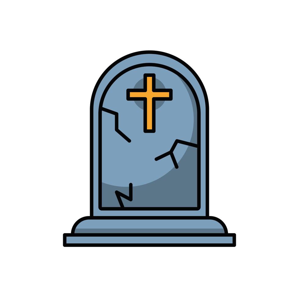 cemetery graveyard with cross icon vector