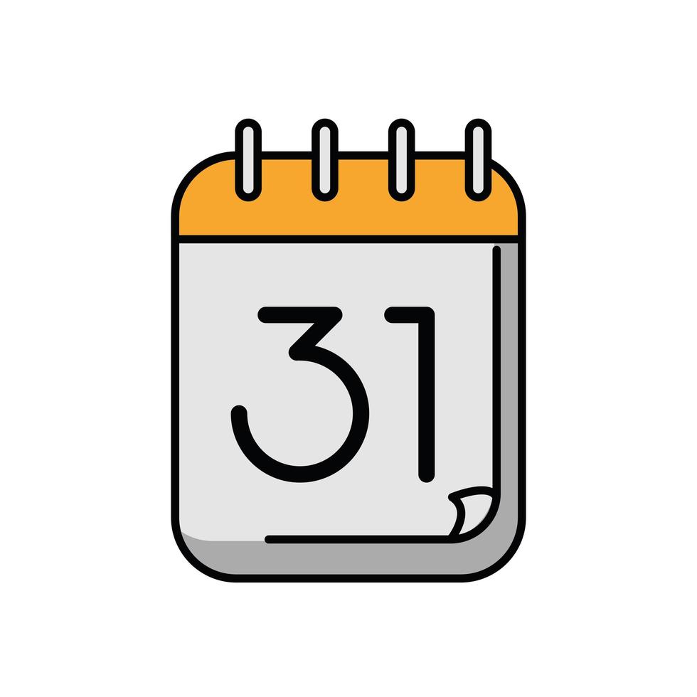 calendar with 31 number isolated icon vector