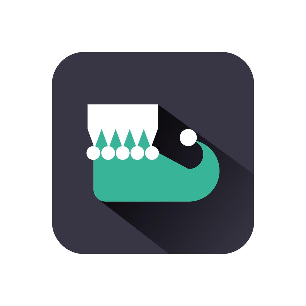 christmas elf shoe boot icon vector