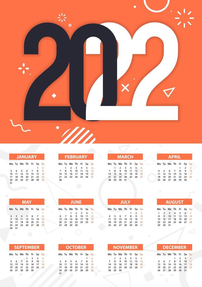 2022 calendario diseño vectorial vector