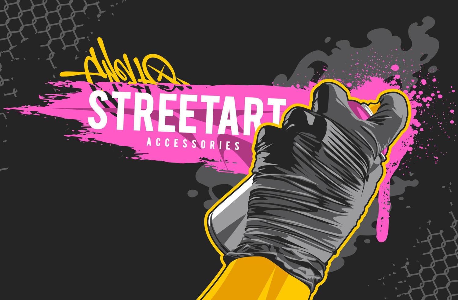 Graffiti Banner With Hand Holding Spray Can vector