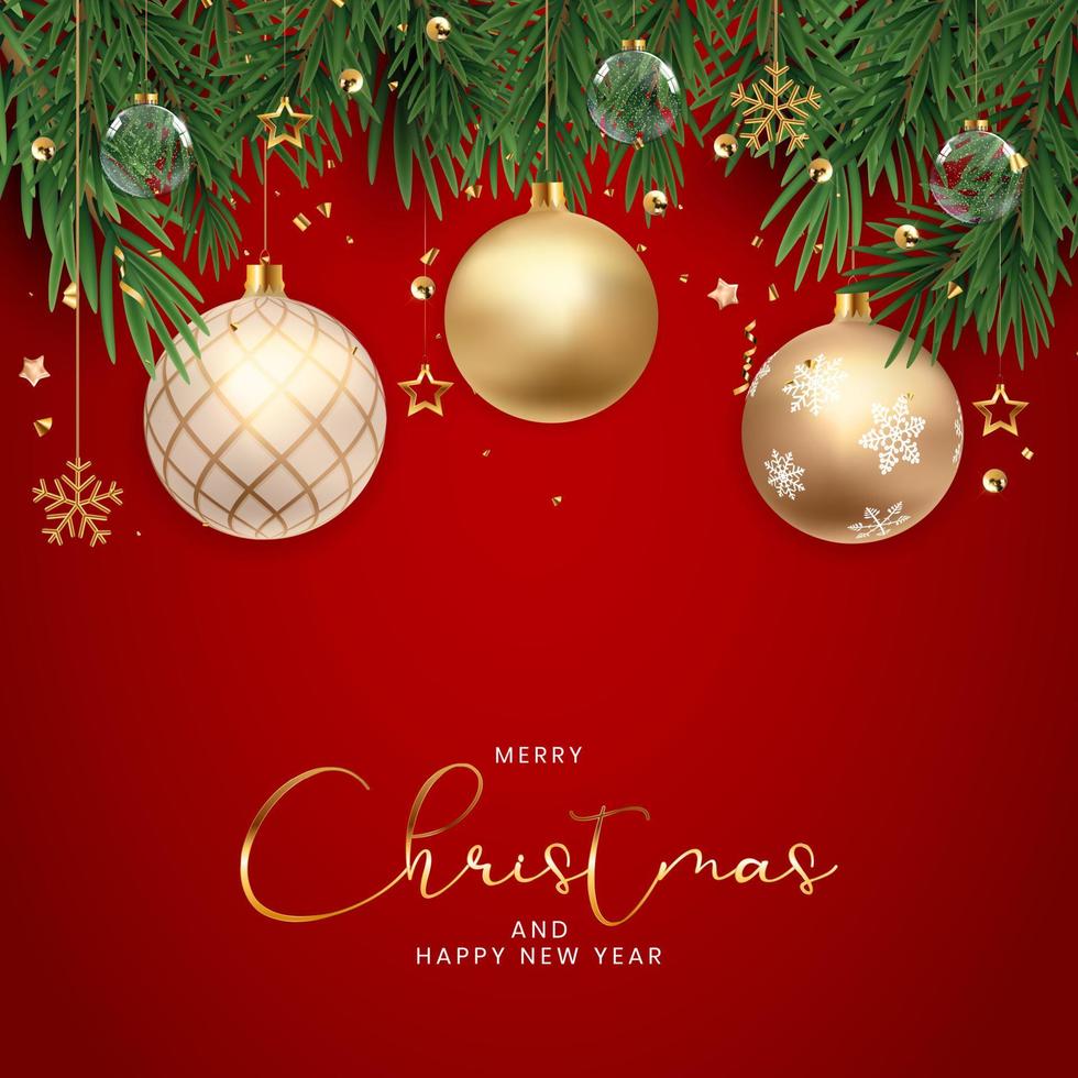 Christmas Holiday Party Background. Happy New Year and Merry Christmas Poster Template. Vector Illustration