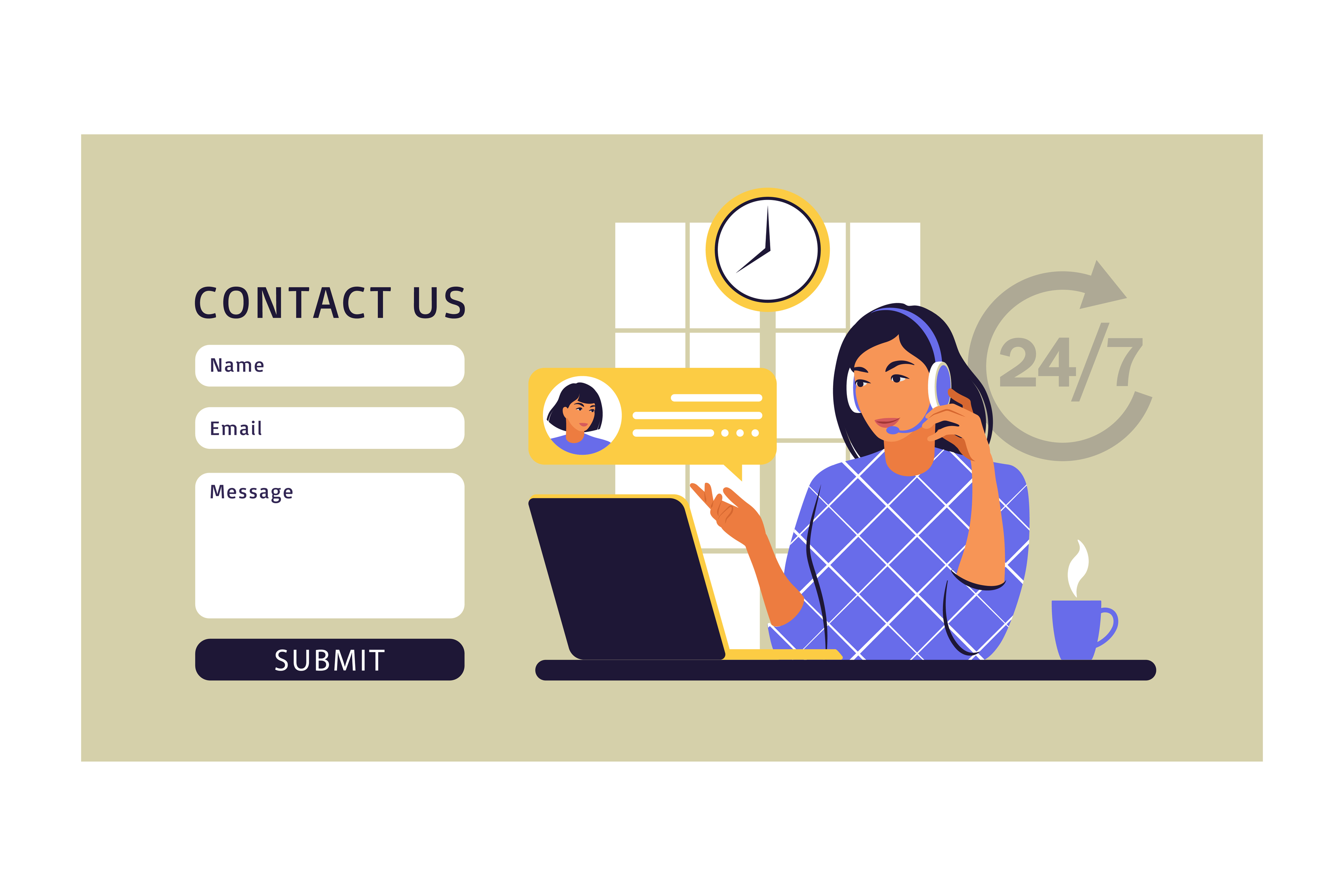 Customer service concept. Contact us form. Support, assistance, call