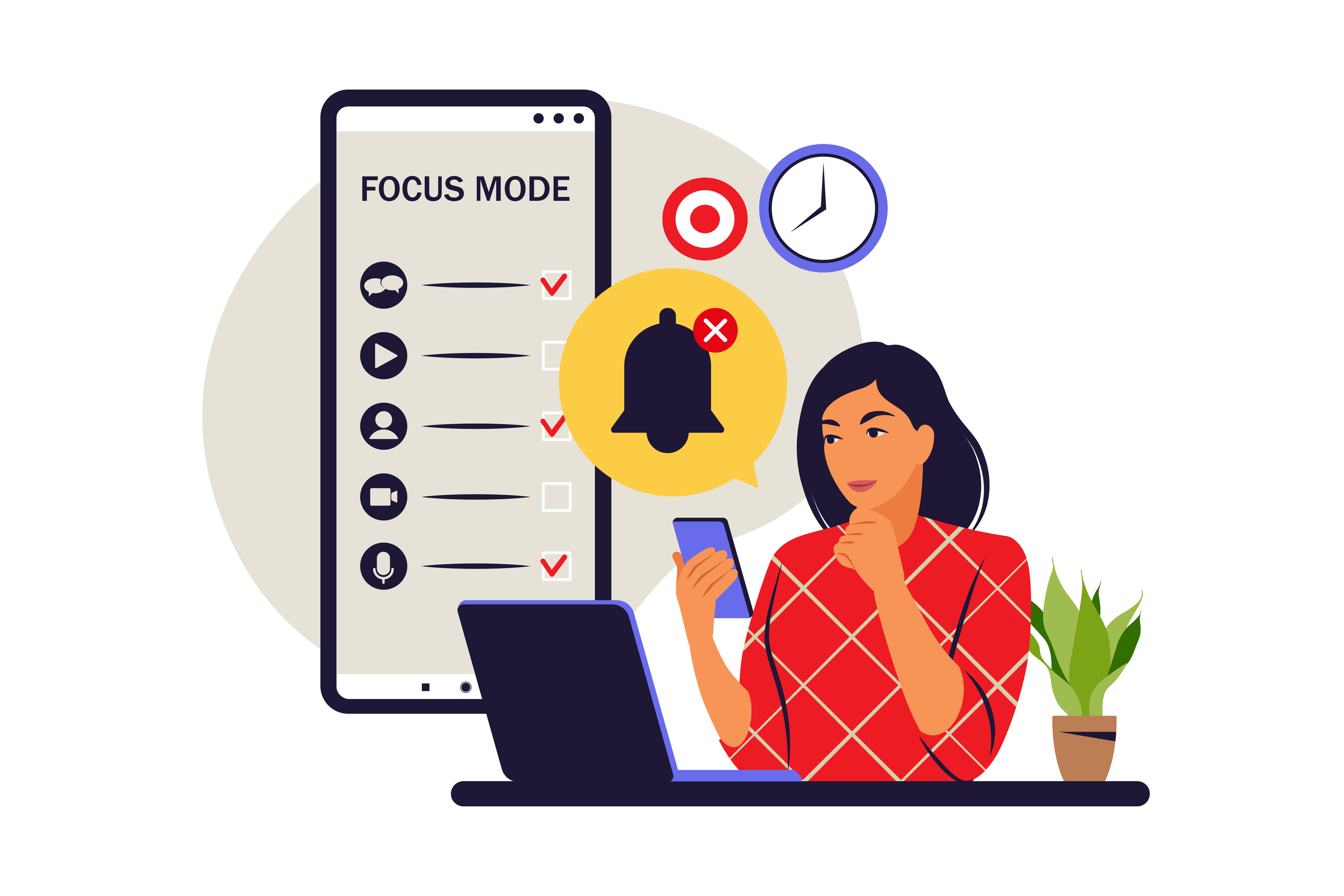 Focus of attention concept. Focus mode. Attention concentration on the  work. Vector illustration. Flat 4161247 Vector Art at Vecteezy