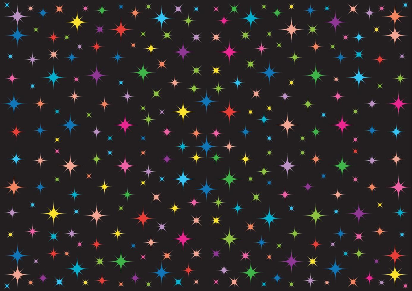 background of multicolored stars on a black background vector