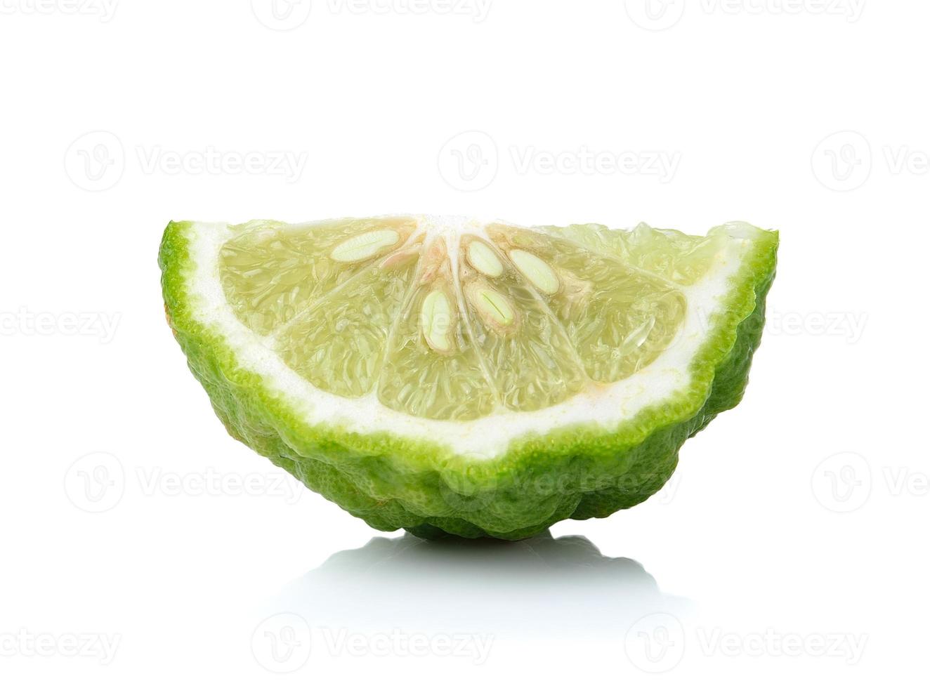Kaffir lime slice isolated on white background photo