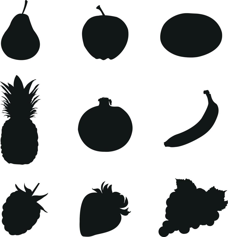 colección de silueta vectorial de frutas para logotipos y composiciones de ilustraciones vector