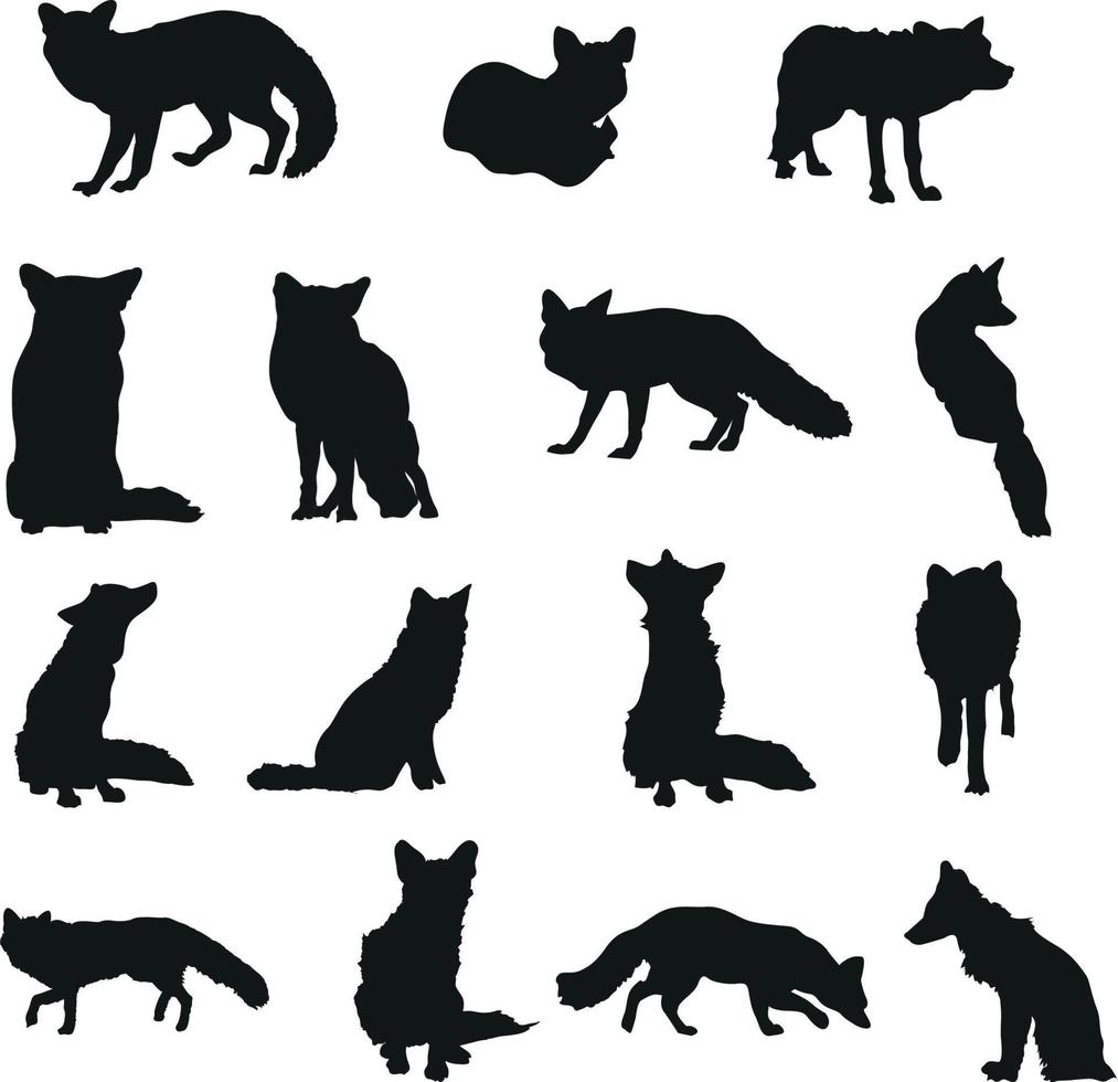 Vector Silhouette Collection of Foxes for logos and artwork compositions