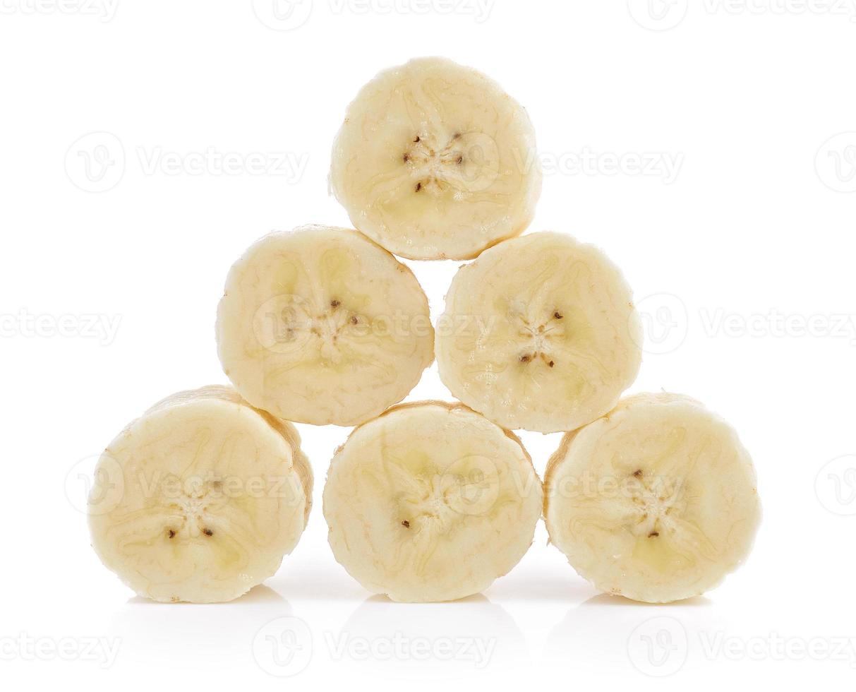 slice banana on white background photo