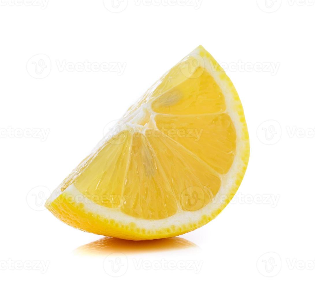 Fresh lemon slices  on white background photo