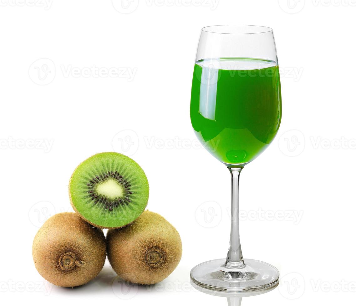 Kiwi fruit juice isolated on white background photo