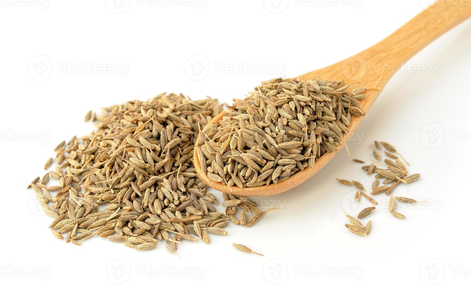 cumin seeds in wooden spoon photo