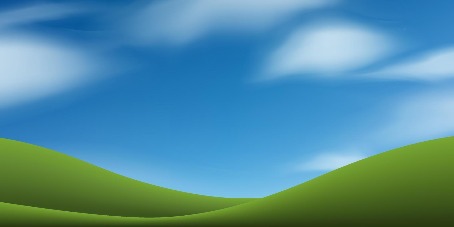 Green grass hill or mountain with blue sky. Abstract background park and outdoor for landscape design idea. Vector. vector