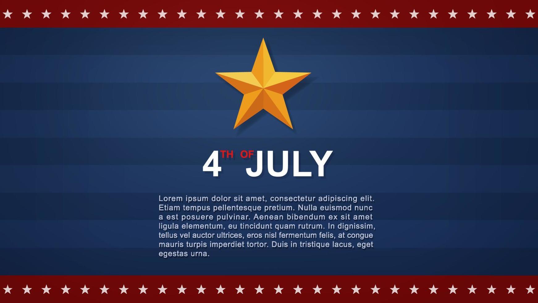 Fondo del 4 de julio para el día de la independencia de los Estados Unidos de América con el mapa de Estados Unidos y el patrón de la bandera estadounidense. ilustración vectorial. vector
