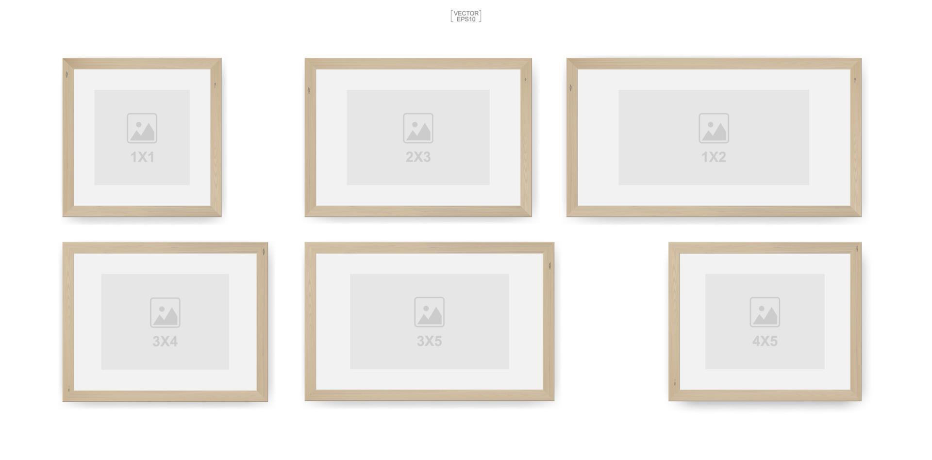 Wooden photo frame or picture frame for interior design and decoration. Vector. vector