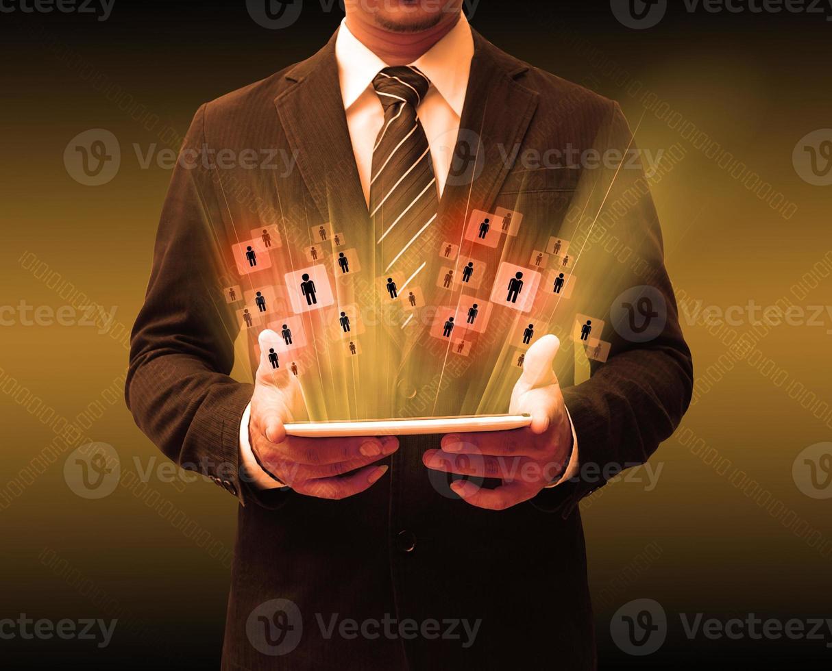 businessman using touch pad photo