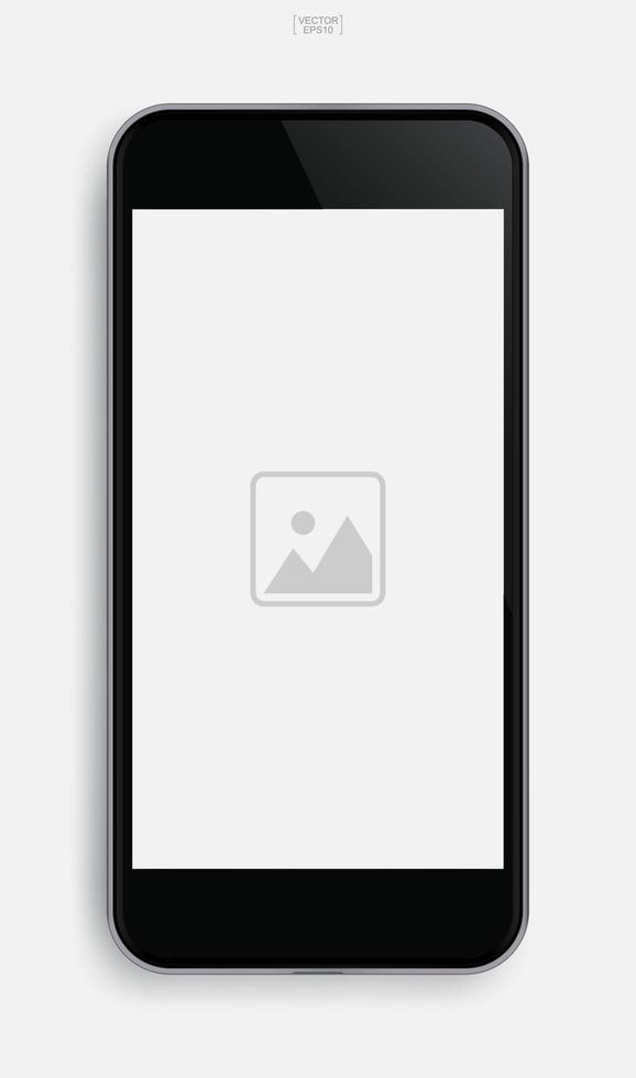 teléfono móvil realista con imagen de aplicación en el fondo de la pantalla de visualización. vector. vector