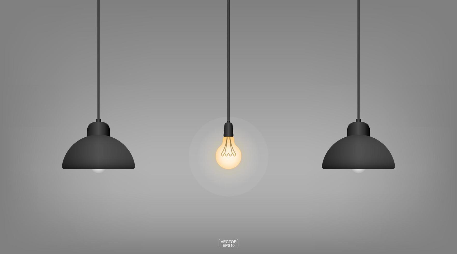 Light bulb or lamp with dark background. Vector. vector