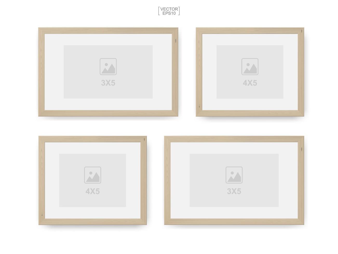 Wooden photo frame or picture frame for interior design and decoration. Vector. vector