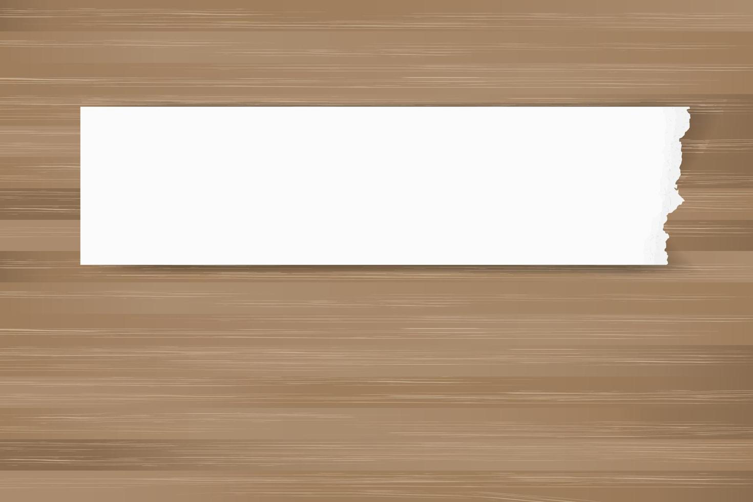 Ripped paper background on brown wood texture. Torn paper edge with area for copy space. Vector. vector