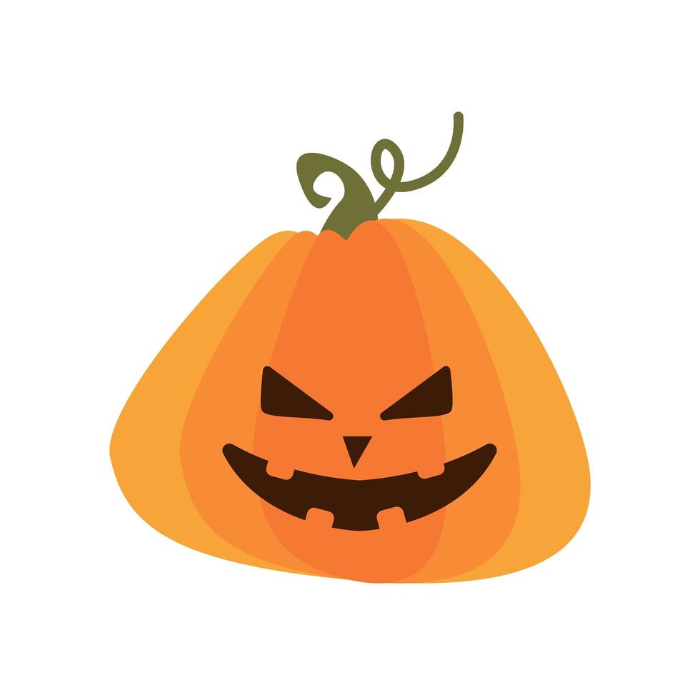 calabaza de halloween con icono de estilo plano de cara vector