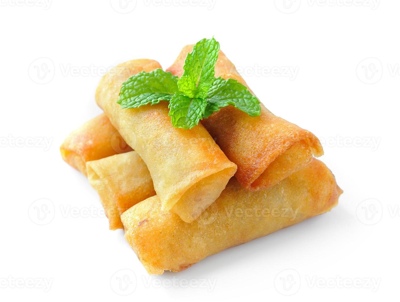 Fried Chinese Traditional Spring rolls food isolated on white background photo