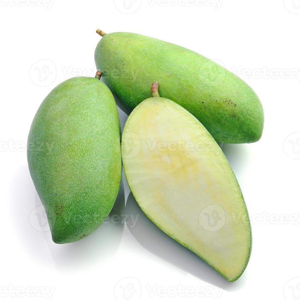 Green mango isolated on a white background photo