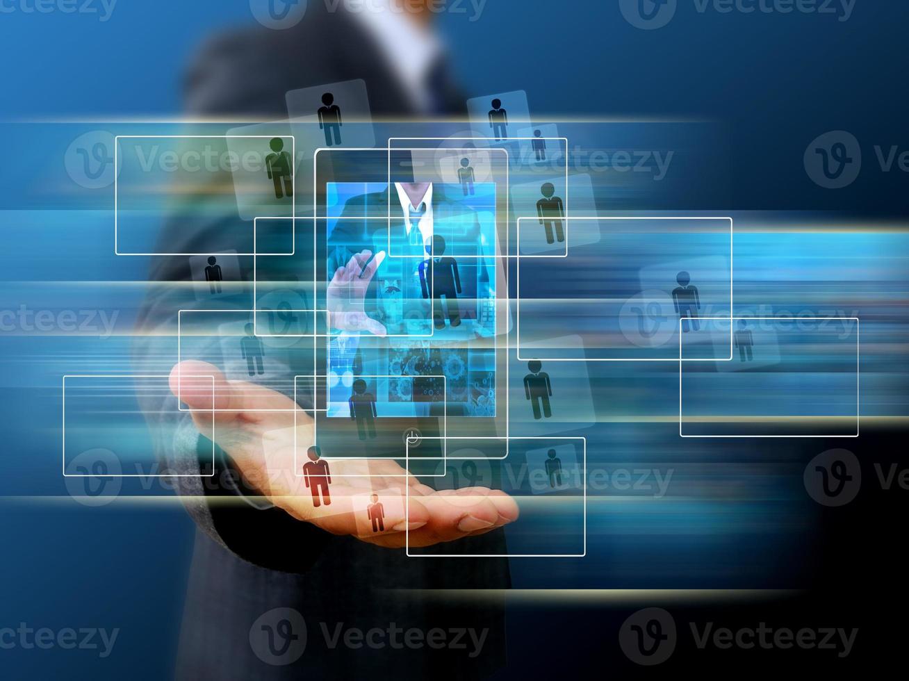 businessman holding mobile phone Choosing the right person photo