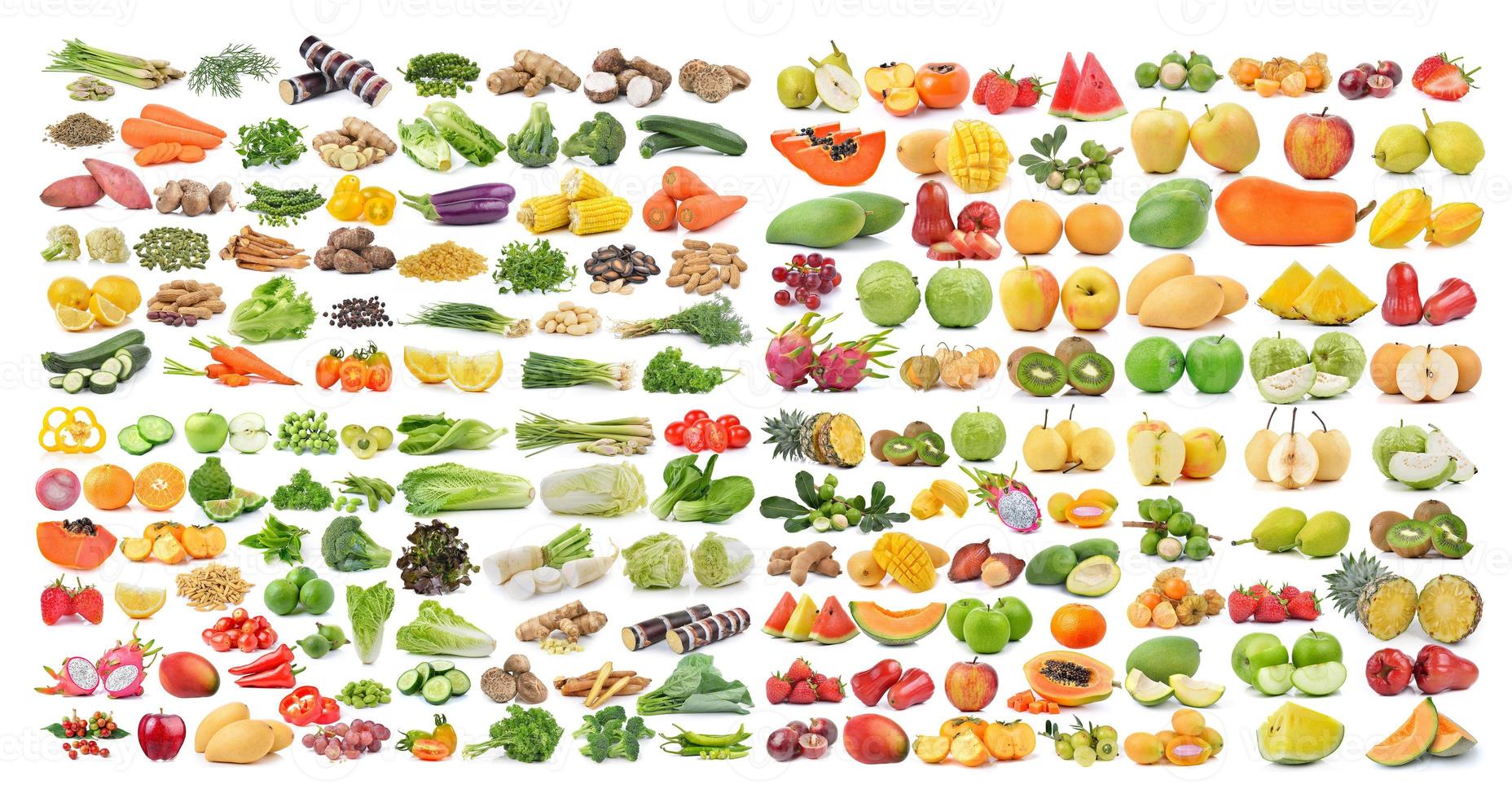 set of fruit and vegetable on white background photo