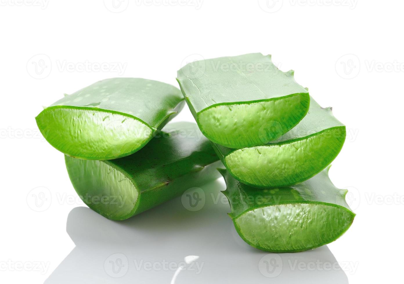 aloe vera fresh leaf. isolated over white photo