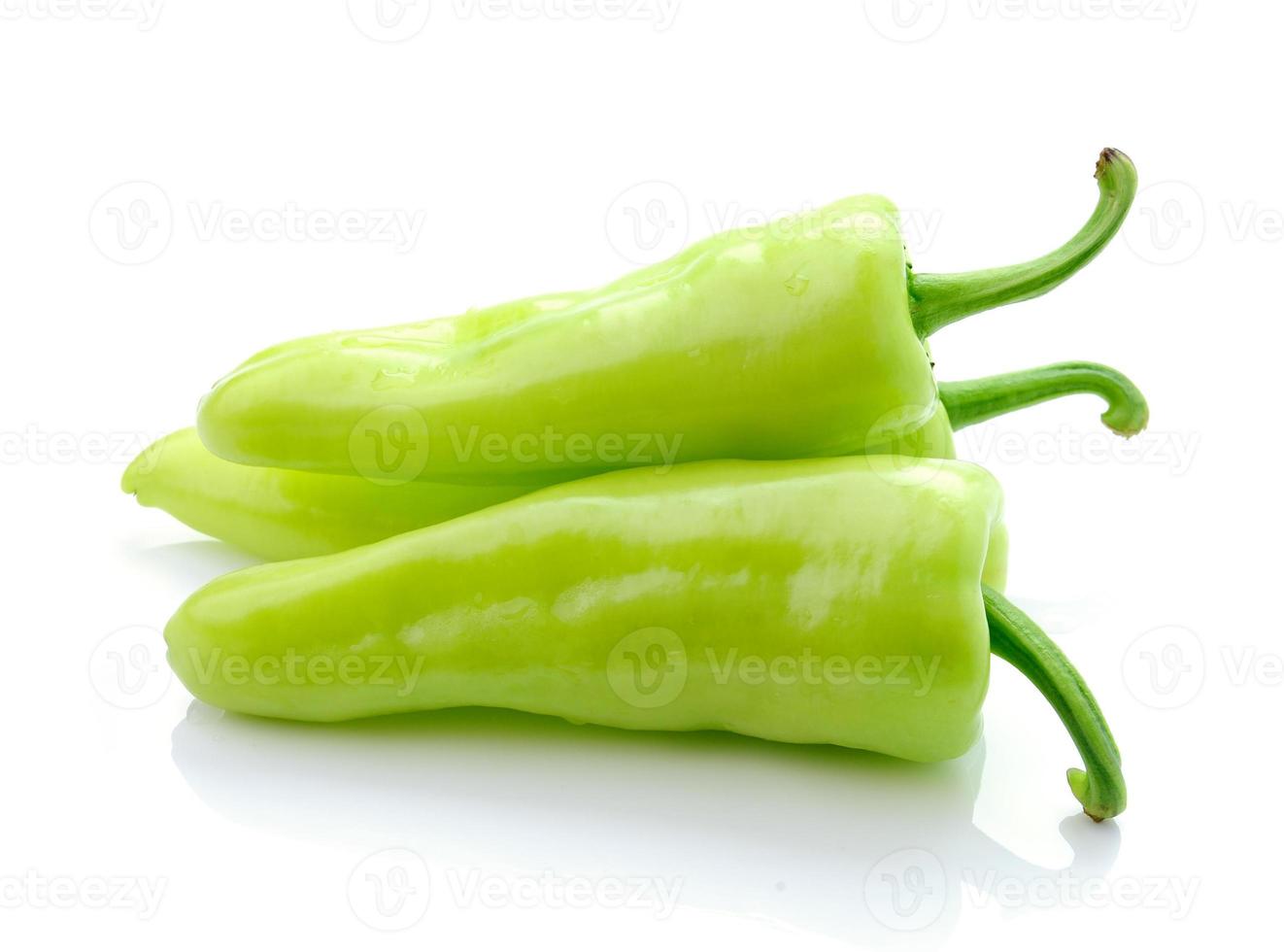 Green hot chili pepper on white photo