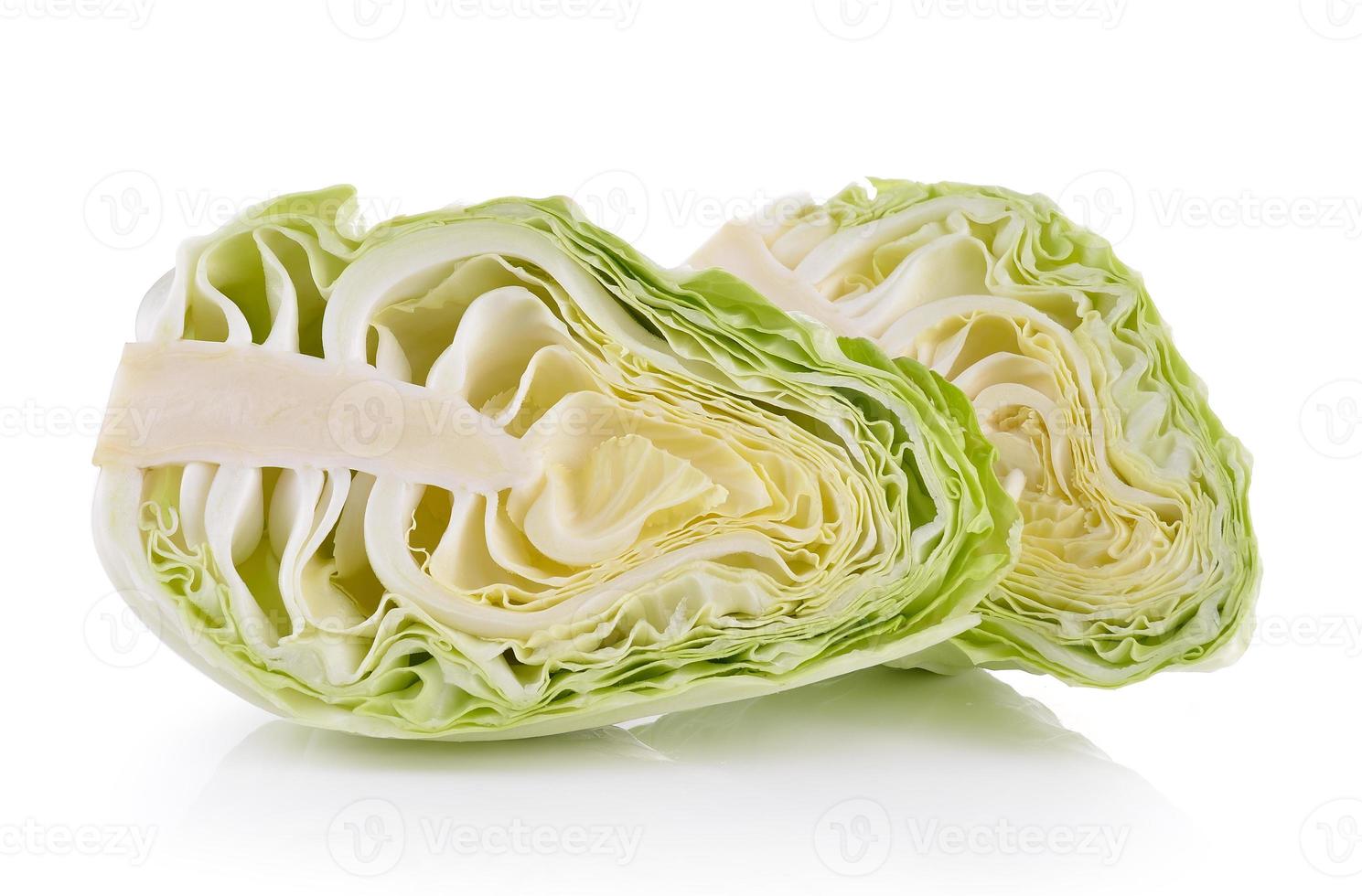 sliced cabbage on white background photo