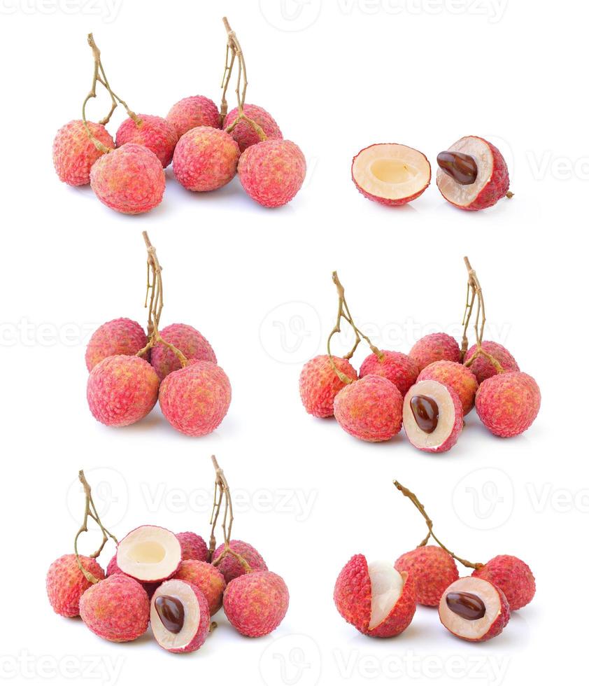 lychees isolated on white background photo