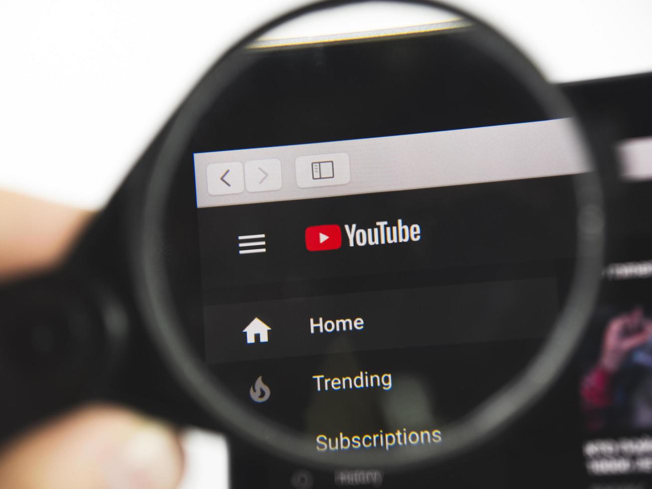 YouTube logo on a web page photo