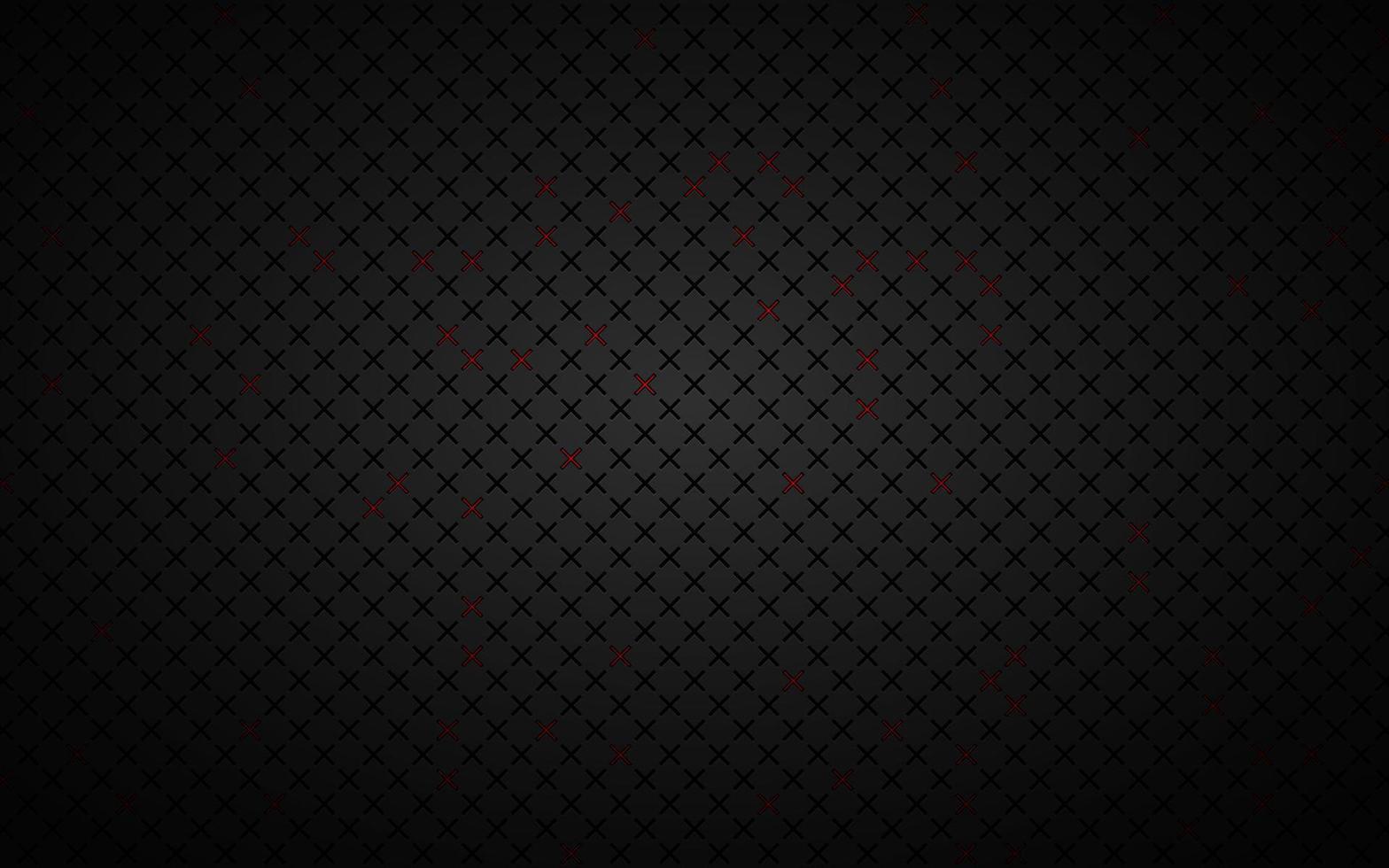 Black abstract background with black and red crosses. Vector metal pattern. Simply mosaic with evenly stacked crosses