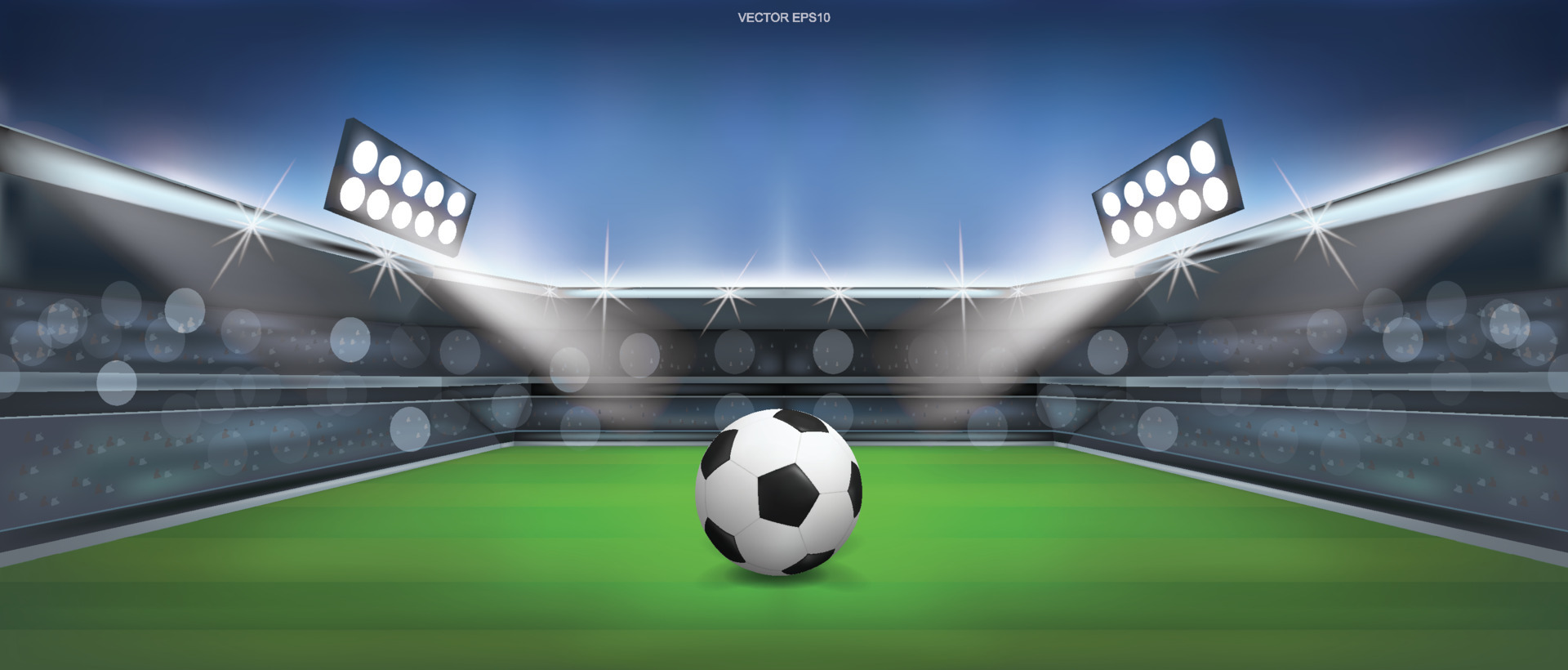 Soccer football ball on green grass of soccer field stadium background.  Vector. 4179073 Vector Art at Vecteezy