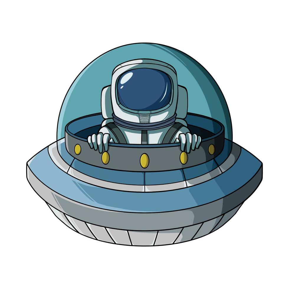 Astronaut in ufo spaceship vector