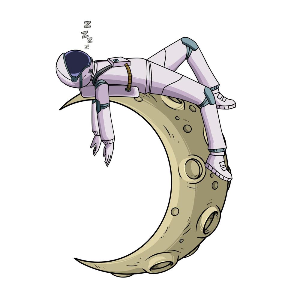 Astronaut sleep on the crescent moon vector