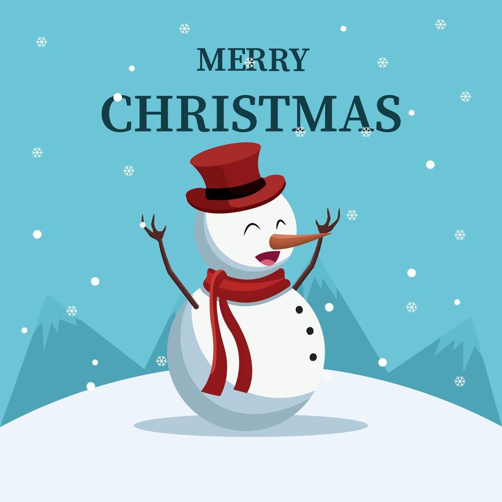 Christmas card of beautiful snowman vector