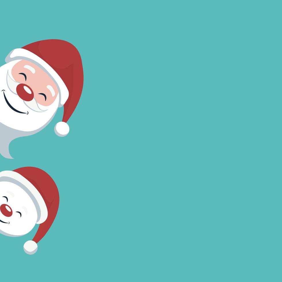 Christmas card of Santa Claus and snowman peeking out vector