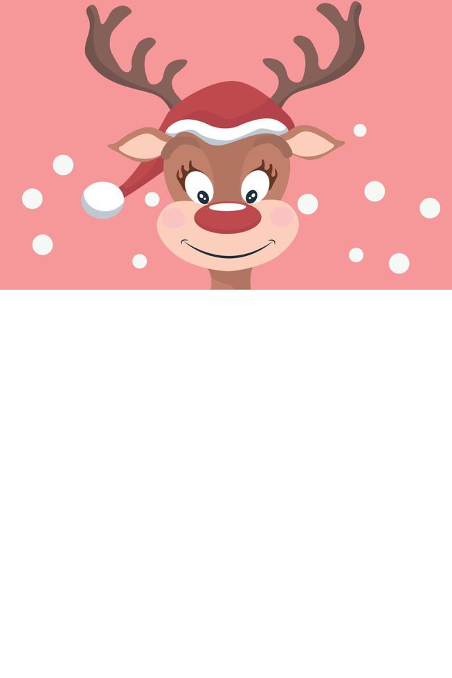 Santa claus reindeer christmas card with blank space to write vector