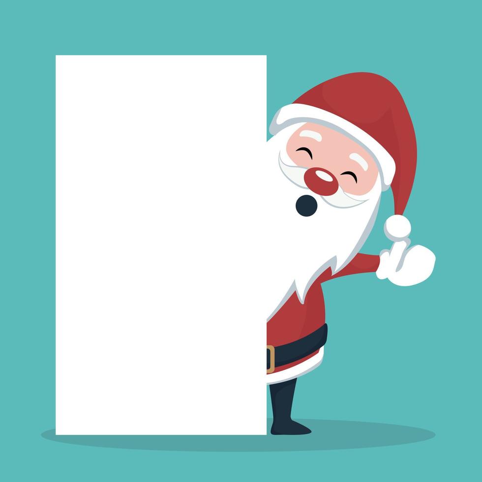 Christmas card of Santa Claus behind white poster vector