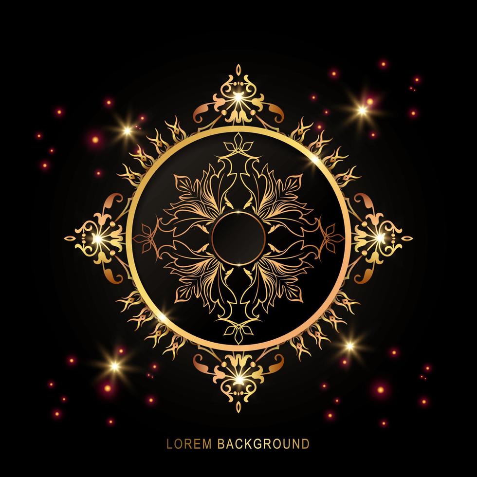 Beautiful rounded vintage frame design in gold vector