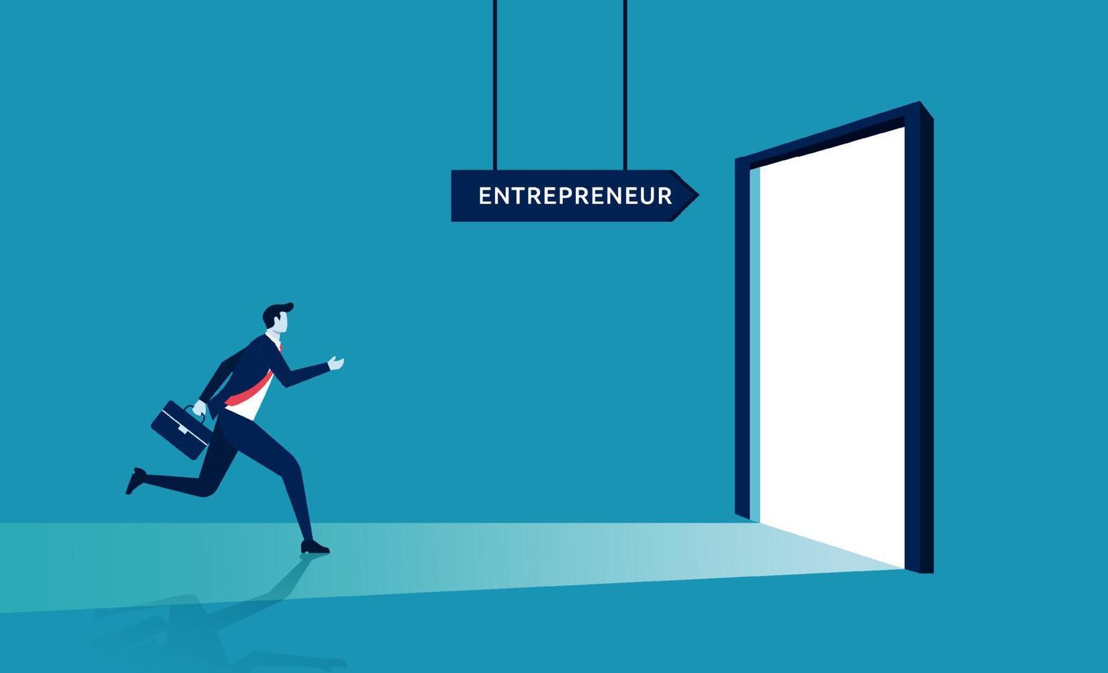 Businessman resign from old job and start to be an entrepreneur vector