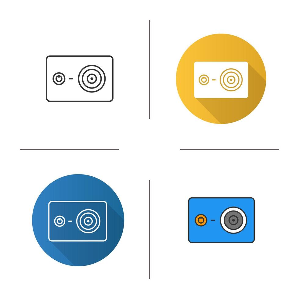 Action camera icon. Flat design, linear and color styles. Isolated vector illustrations