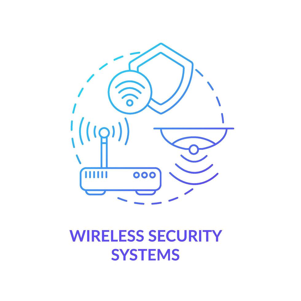 Wireless security systems blue gradient concept icon. Smart home abstract idea thin line illustration. Motion and smoke detector. Surveillance and recording. Vector isolated outline color drawing.