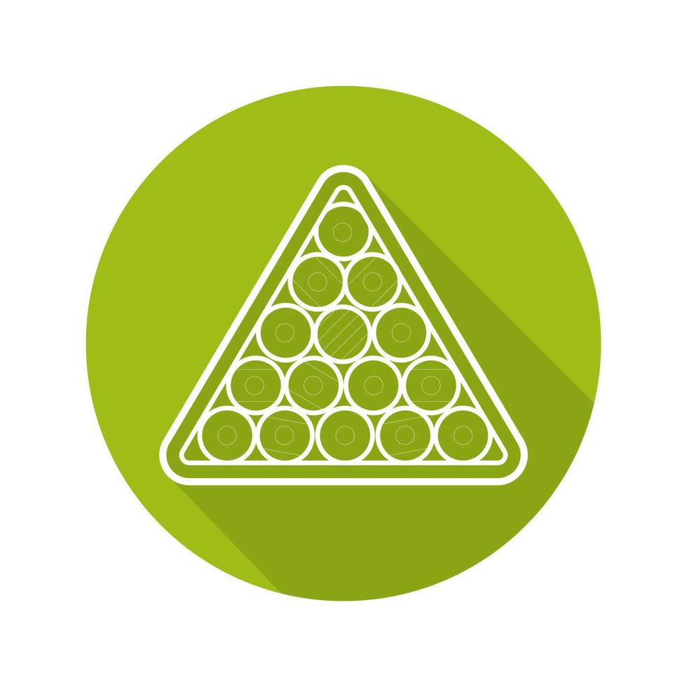 Billiard ball rack flat linear long shadow icon. Pool game equipment. Vector outline symbol