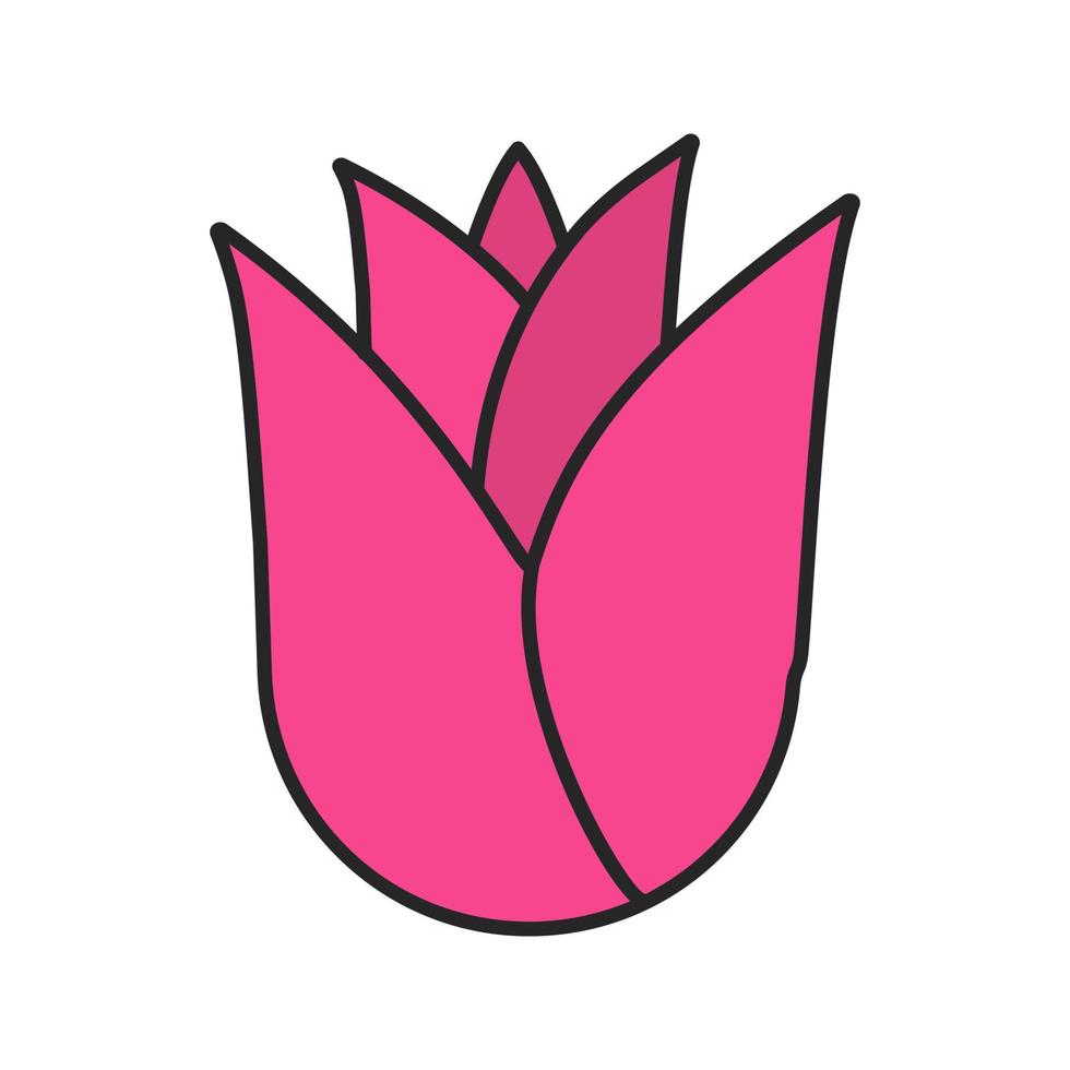 icono de color de capullo de rosa. cabeza de flor color de rosa. ilustración vectorial aislada vector