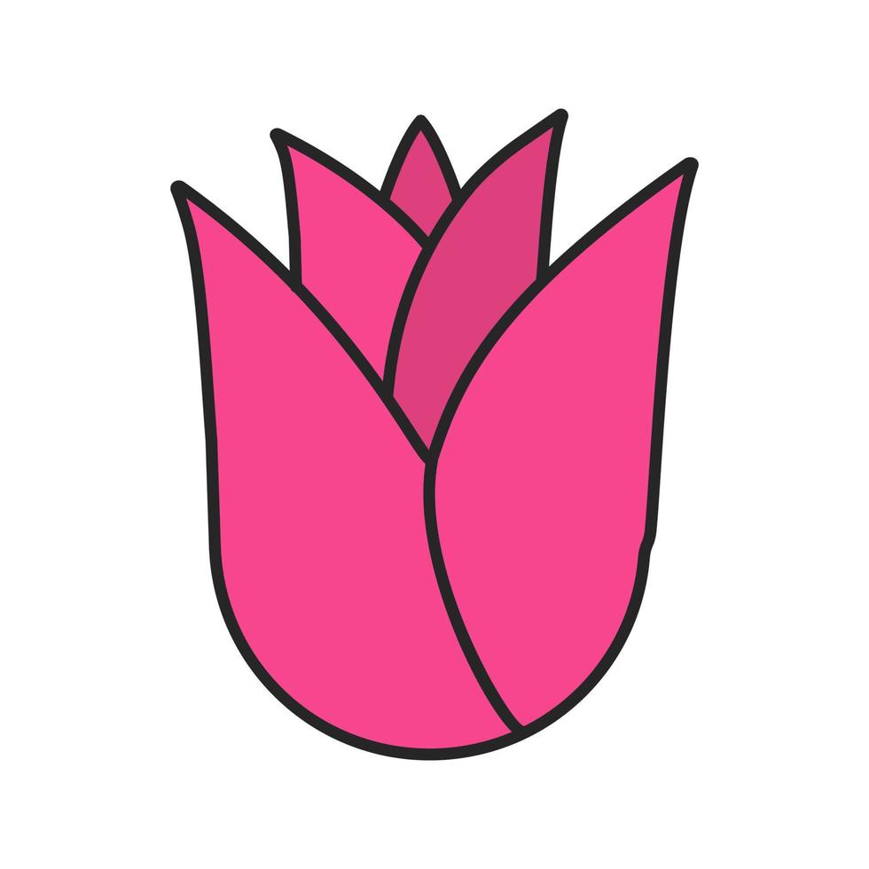 Rosebud color icon. Rose flower head. Isolated vector illustration