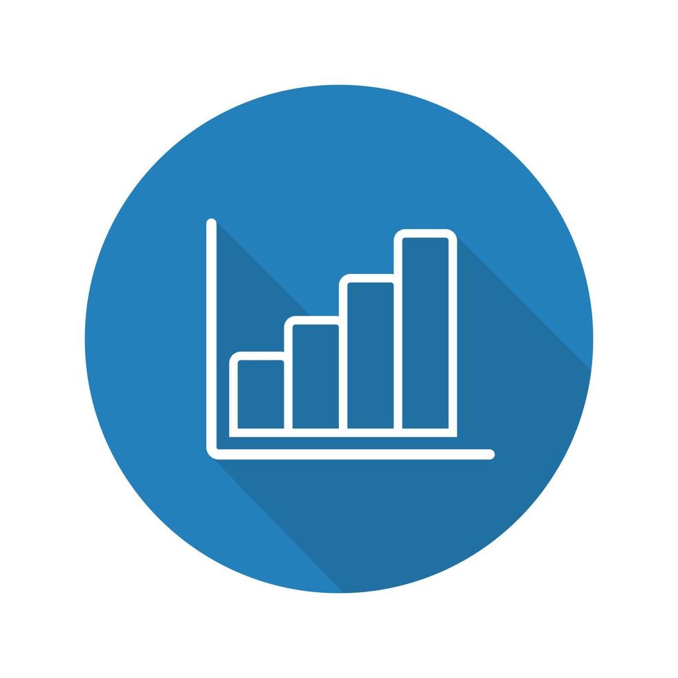 Growth chart flat linear long shadow icon. Business statistics graph. Vector outline symbol